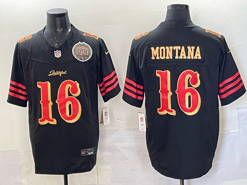Men 2025 San Francisco 49ers #16  Montana black 5th generation Nike Limited NFL Jersey style  002->san francisco 49ers->NFL Jersey